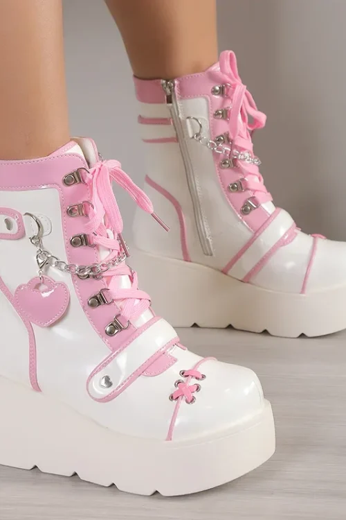 Women Punk Gothic Motorcycle Boots Autumn New Platform Chunky High Heel Ankle Boot Ladies Cool Wedge Woman Black Female Shoes